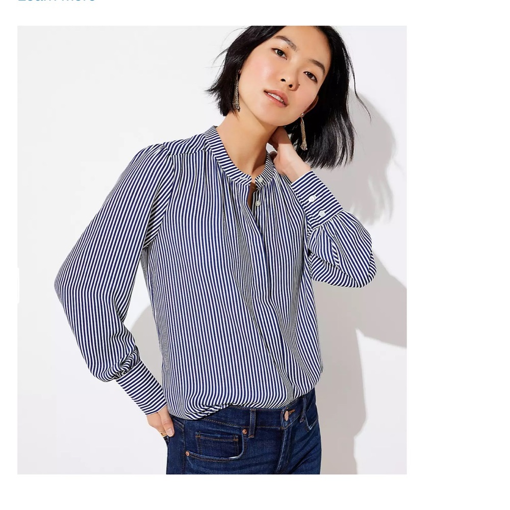 Ann Taylor Loft - Striped Crossover Back Utility Blouse - Never worn